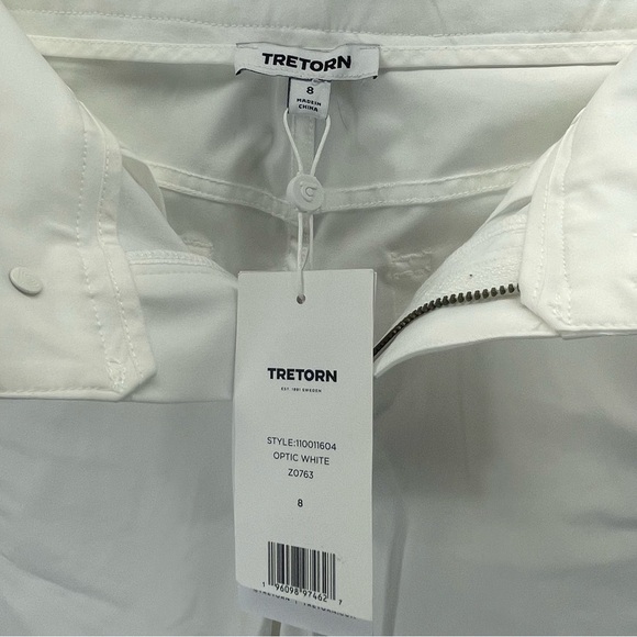 NWT Anthropologie Tretorn Cuffed Straight-Leg Golf Athletic White Pants Size 8 - Picture 10 of 13